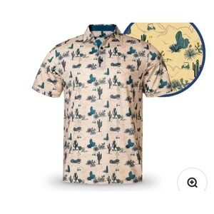 NWT Grunk Dolfer Desert 2XL Golf Polo Stretch Performance Shirt Country Club Y2K